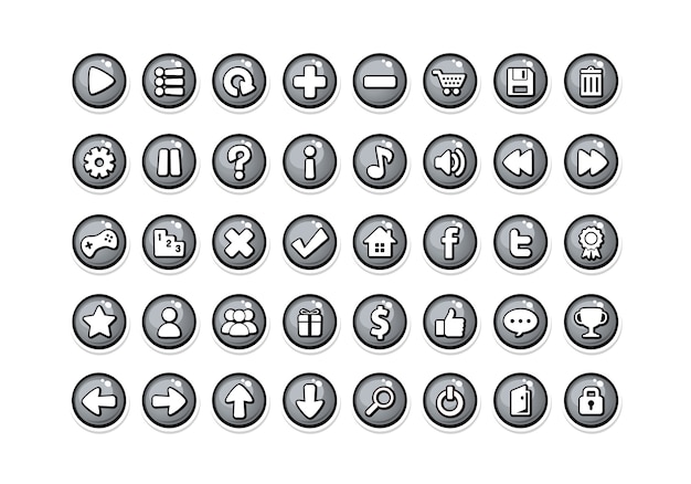 Vector game button templates grey