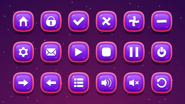 Игровые кнопки, предназначенные для веб-игр или мобильных приложений