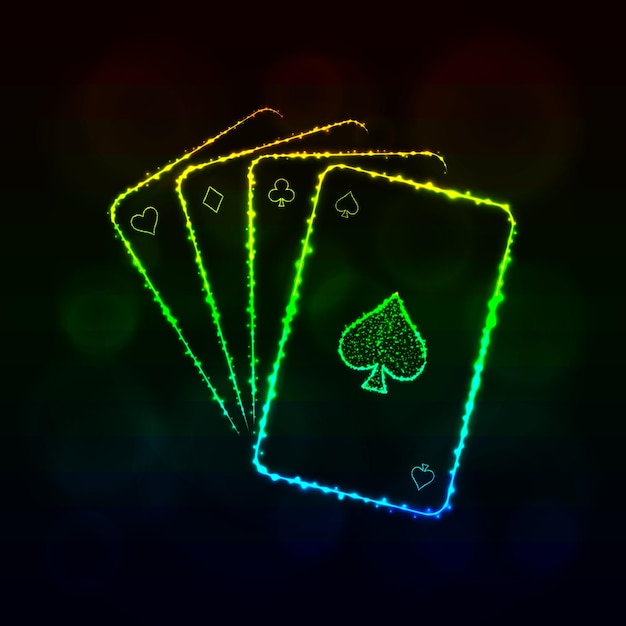 Game cards silhouette of lights Casino symbol