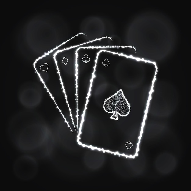 Game cards silhouette of lights Casino symbol