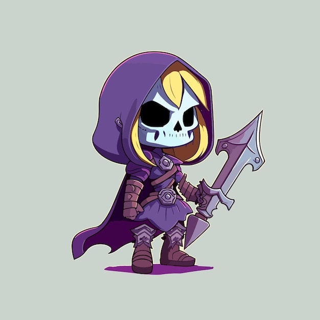 Vector the game character wears a skull mask robe