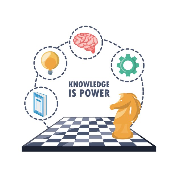 game chess and knowledge idea icons