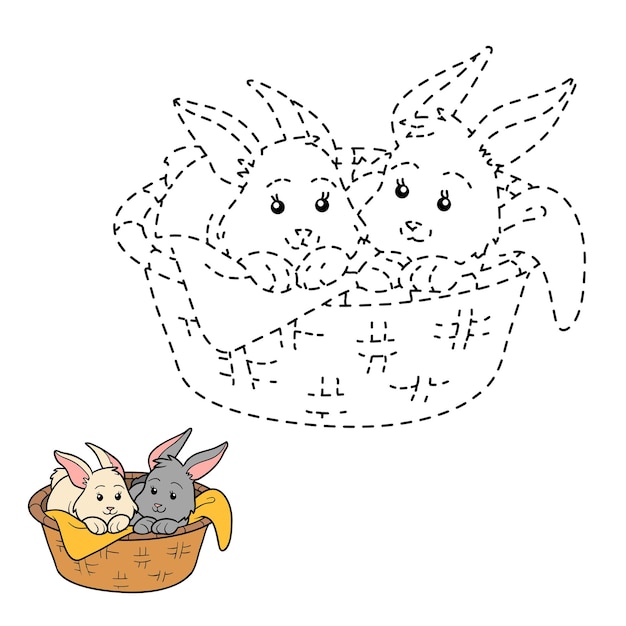 Game for children Connect the dots rabbit in the basket