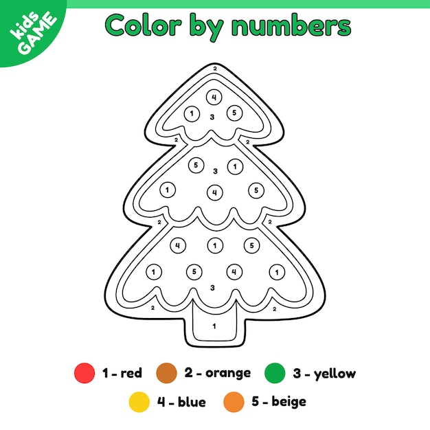 Gioco di colore con i numeri albero di natale di pan di zenzero