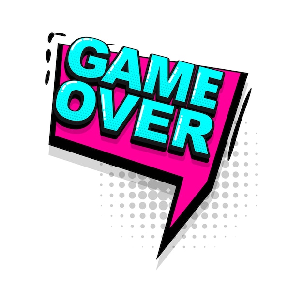 Game over testo comico effetti sonori stile pop art vector fumetto parola cartoon
