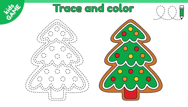 Vector game connect dotted lines and draw a gingerbread