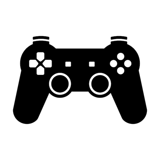 ゲームコンソールの黒いベクトルアイコンを白い背景に