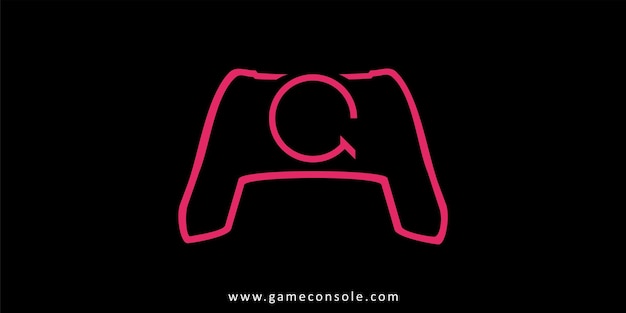 Game console logo-ontwerp met letter q