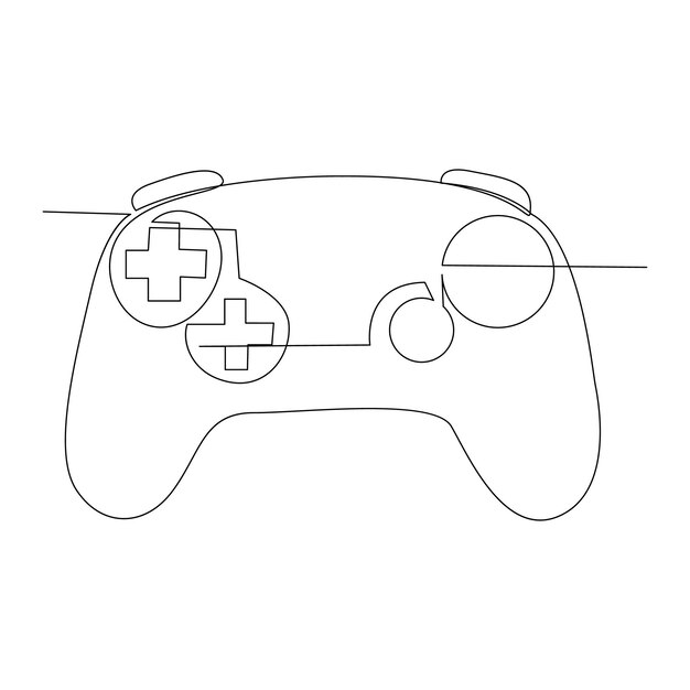 ゲームコントローラー 連続シングルライン・アウトライン・ベクトル・アート・ドローイング シンプル・ワンライン・デザイン