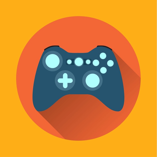 Game controller flat icon with long shadow