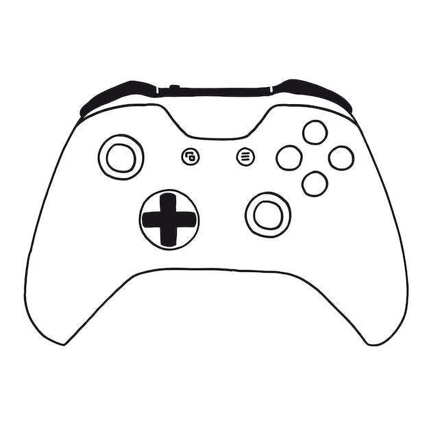 Game controller in handdrawn outline doodle style