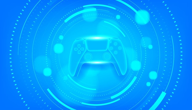 青の背景にゲーム コンソールのゲーム コントローラーまたはジョイスティック。