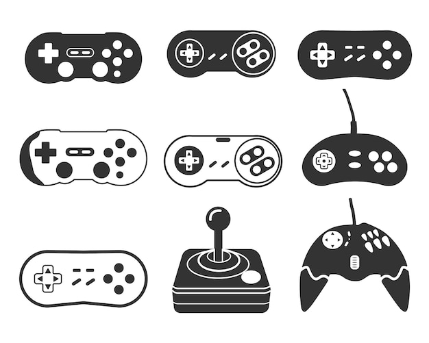 Vector game controller silhouette old game controller svg game console vector illustration