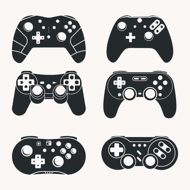 Game controller silhouette, Video games joystick, playing device.Game console vector illustration.