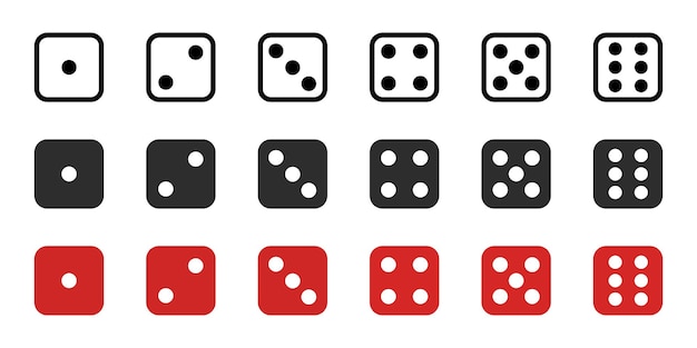 Game Cubes for Gambling icons vector. Dice for a casino game.  Icons set isolated on white backgroun