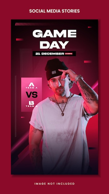 Vector game day e sport gaming social media stories template