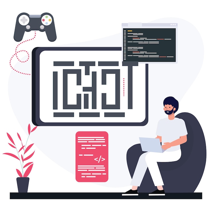 Vector game designer desging a game concept