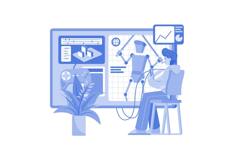 Vector game designer illustration concept