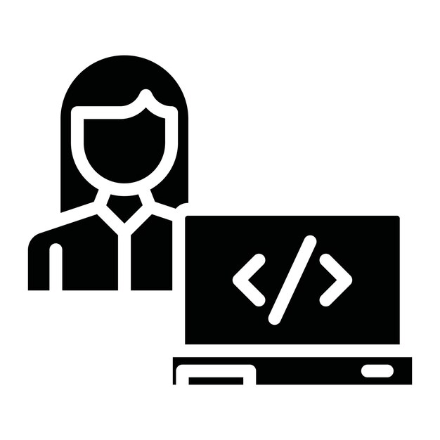 Game Developer Vrouwelijke Glyph Solid Black Illustratie