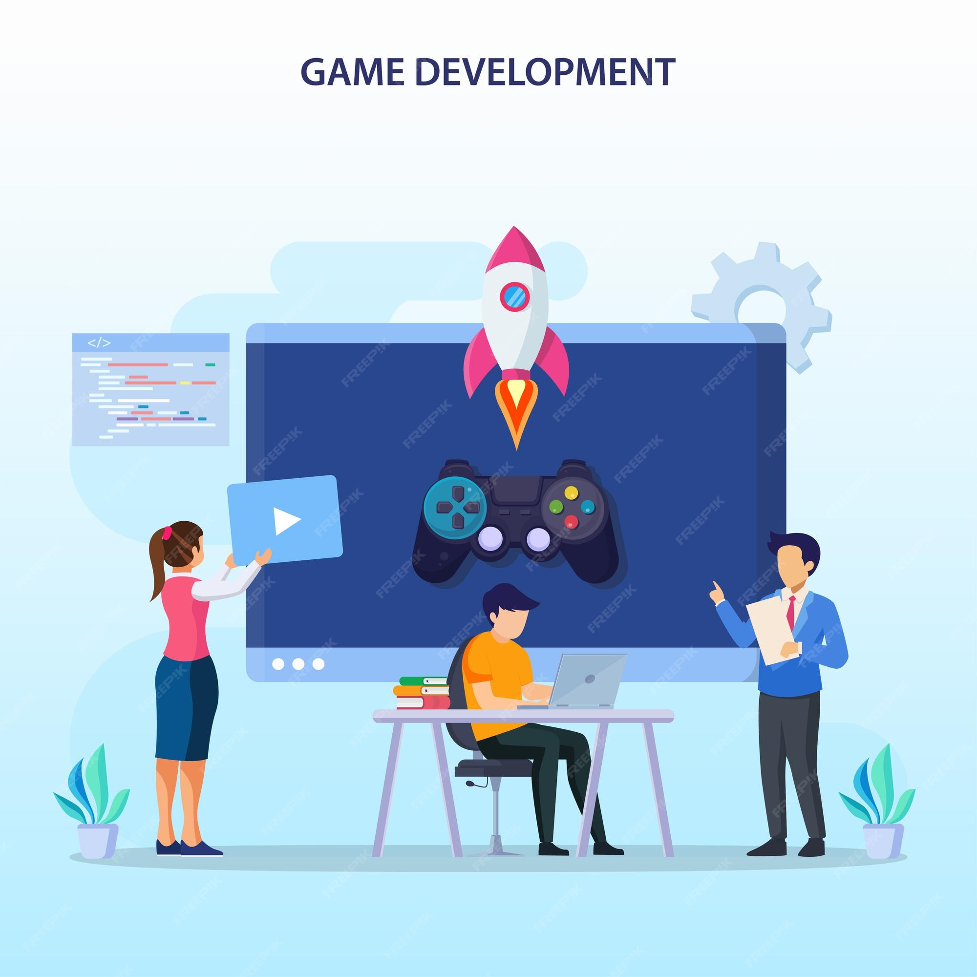 Computer games development concept Royalty Free Vector Image