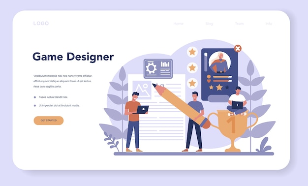 game development web banner or landing page