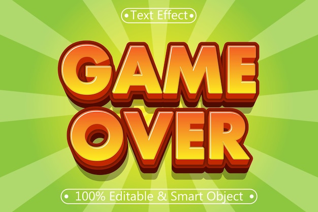 Game Over Editable Text Effect 3 dimension Emboss Cartoon Style