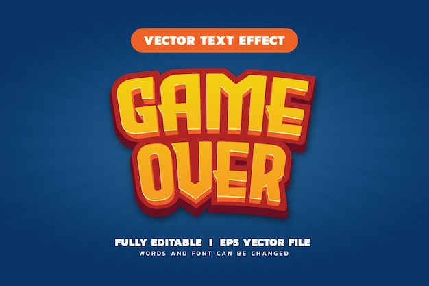 Game over design dell'effetto di testo modificabile