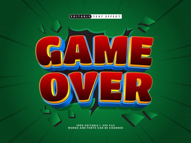 game over editable text effect in game style