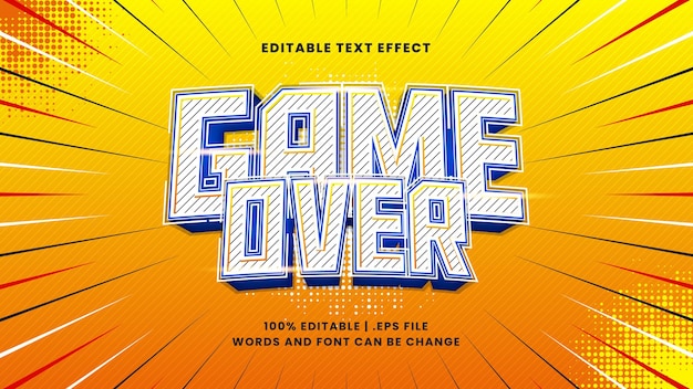 Game over editable text effect with cartoon text style