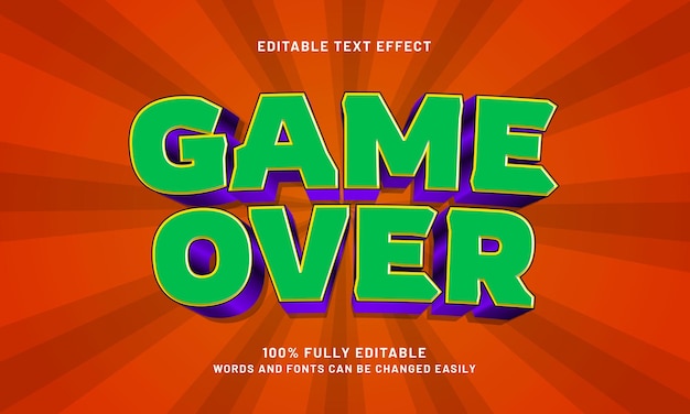 game over editable text effects with a game and happy theme