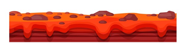 게임 환경 주변 환경 ui 게임 ux 인터페이스 2D 게임 플랫폼 벡터 그림을 위한 간헐천 용암 지구 표면이 있는 토양 탄 지구의 질감