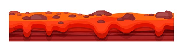 Vettore ambiente di gioco paesaggio circostante texture del suolo terra bruciata con geyser superficie della terra lavica per interfaccia ui gioco ux piattaforma di gioco 2d illustrazione vettoriale