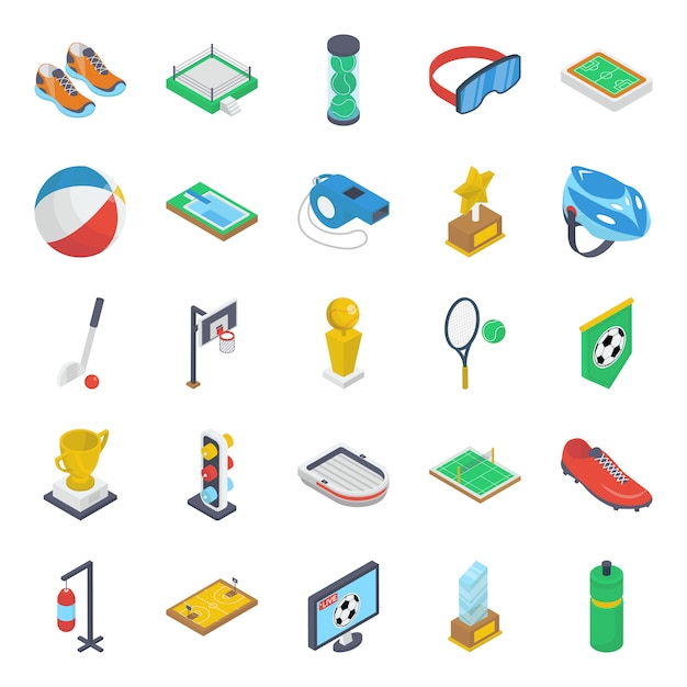 Vector game equipment isometric pack