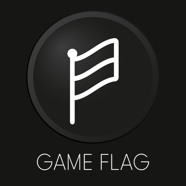 Game flag minimal vector line icon on 3D button isolated on black background Premium VectorxAxA