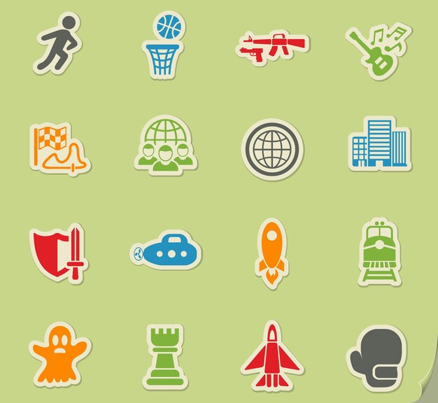 Vector game genre icon set