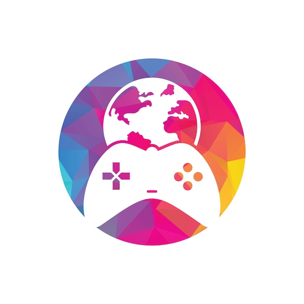 Game Globe Logo Icon Design. Online Gamer World Logo. Globe and Game Stick Icon.