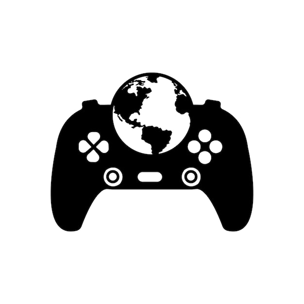 Game globe logo Icon design online gamer world logo globe and joy stick vector illustration