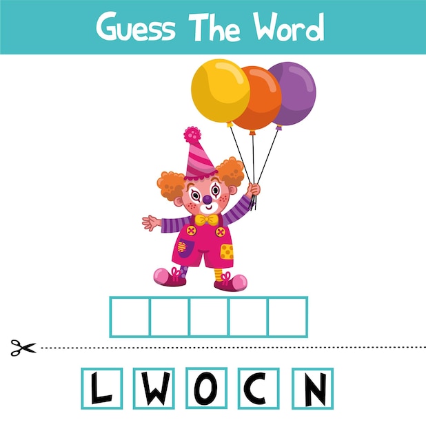 The game of guessing the word from the scramble letters. Activity for kids.