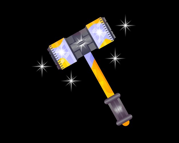 Vector game hammer vector icon for game interface cartoon and fantasy hammer vector illustration