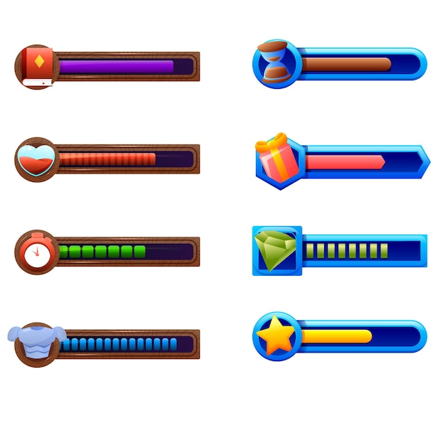 Game health bar UI asset for video game energy indicator for mobile web and desktop potion and he