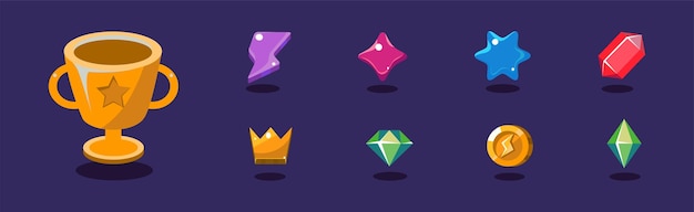 Vector game icon and glossy ui design element vector set