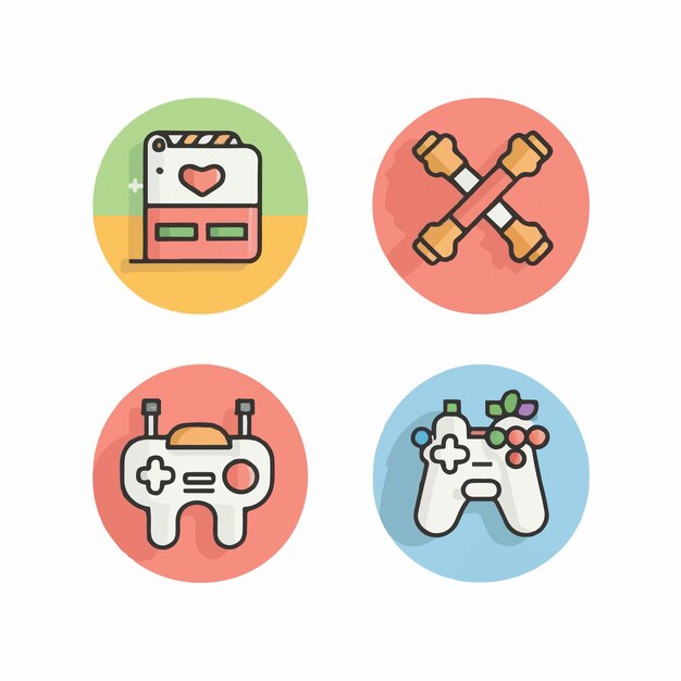 Vector game icons set on a white background