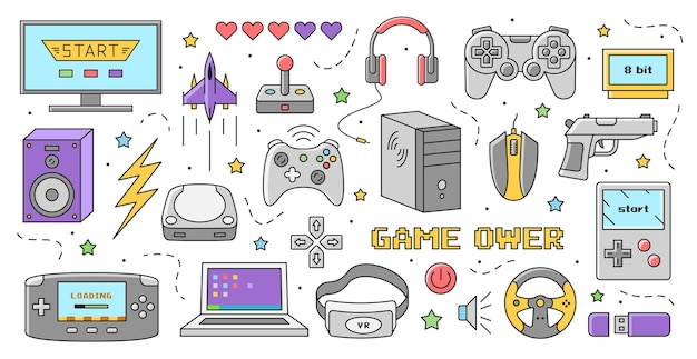 Vector game items illustration set