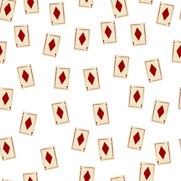 Game kaarten diamanten naadloze patroon. Ontwerp gokken. Herhaalde textuur in doodle stijl voor stof, inpakpapier, behang, weefsel. Vector illustratie.