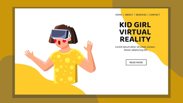 Vector game kid girl virtual reality vector