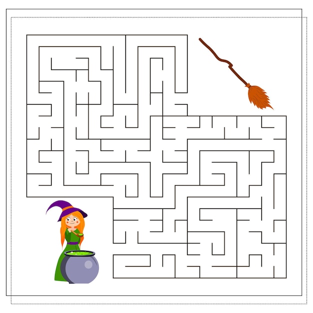 Premium Vector Game for kids go through the maze help the witch to