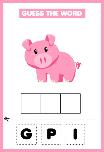 Game for Kids Guess the Word Pig