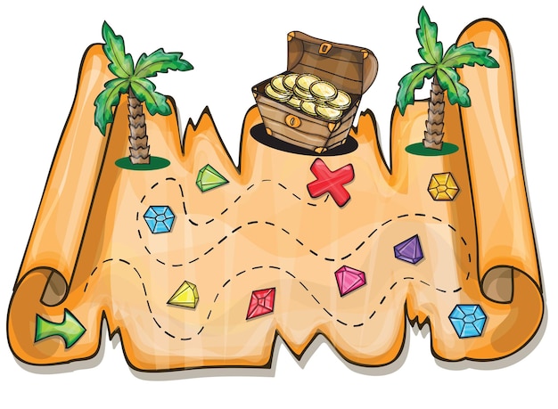 Vector game for kids - pirate treasure chest vector illustration