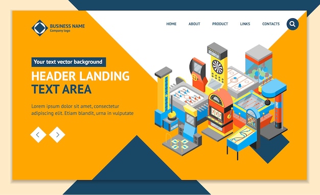 Game Machine 3d Landing Web Page Template Isometrische weergave Inclusief van Arcade en Slot Vector illustratie van Gaming Icon