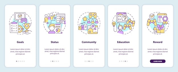 Game mechanics in gamification onboarding mobile app screen